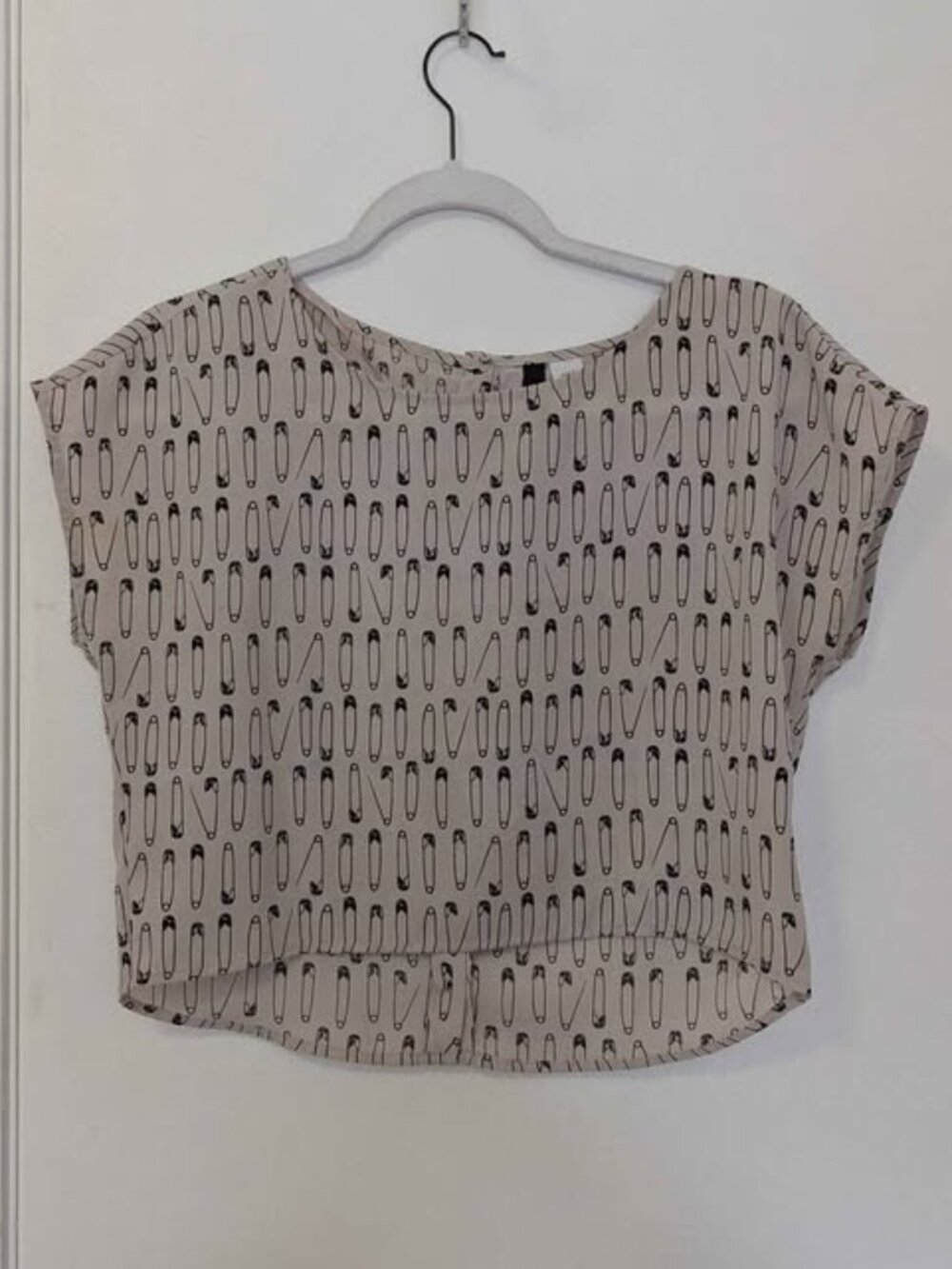 H&M Divided Beige Cropped Cap Sleeve high low Summer Top Y2K Size 2